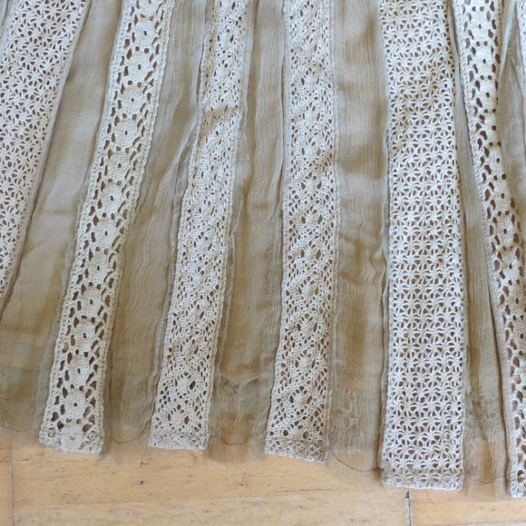ODILLE silk cotton lace midi skirt retro bohemian S 4 - Picture 3 of 4